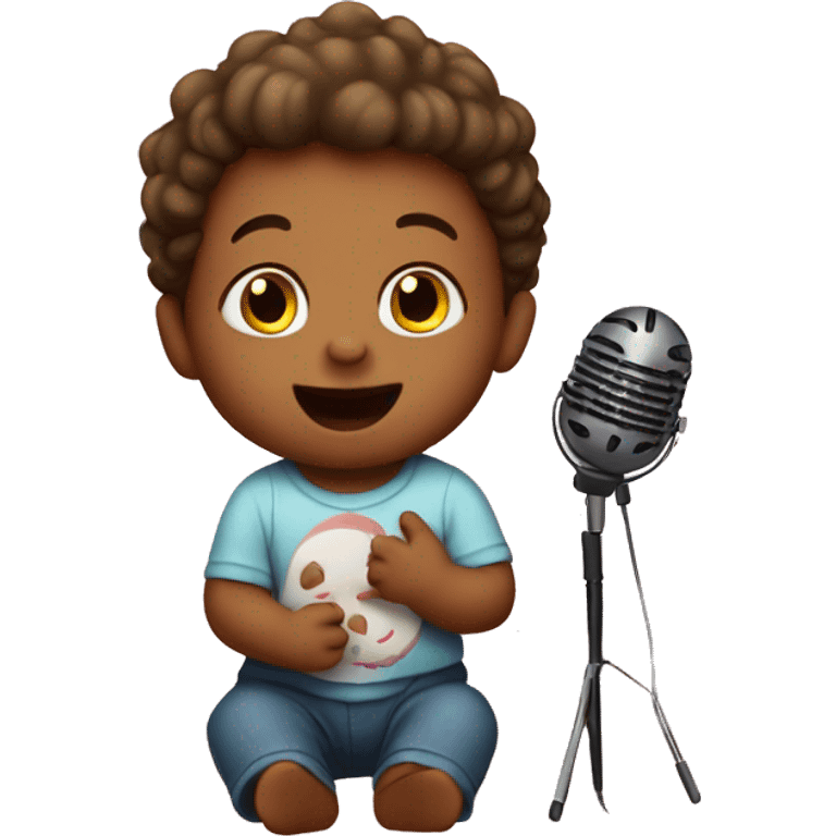 A singing baby on stage having his first talent emoji