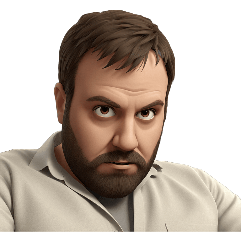 bearded man indoors portrait emoji