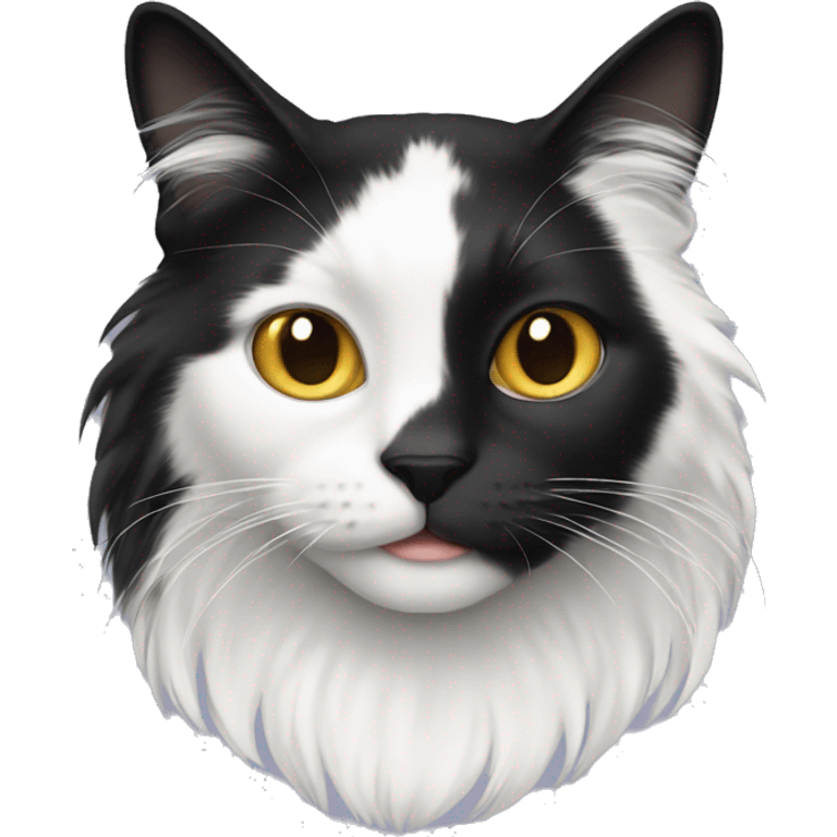 half black and half white long hair cat emoji