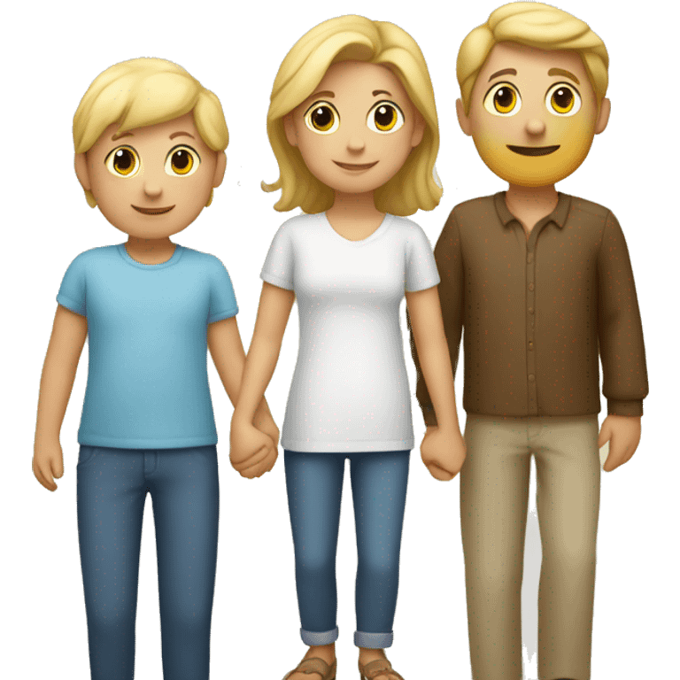 White Family holding hands child in the middle emoji