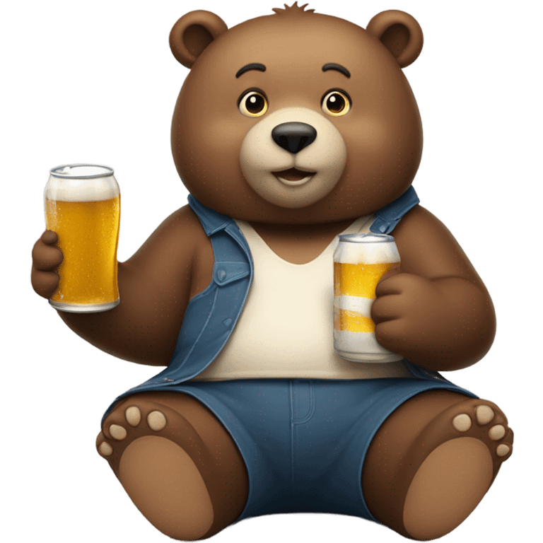 fat bear with a beer emoji