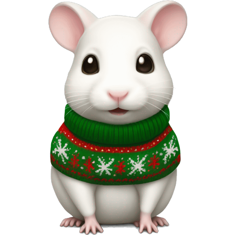 White Hamster wearing christmas Sweater  emoji