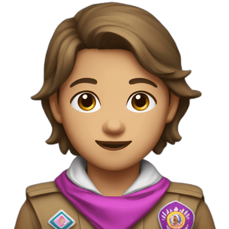 scout kid with a purple white and pink neckerchief emoji