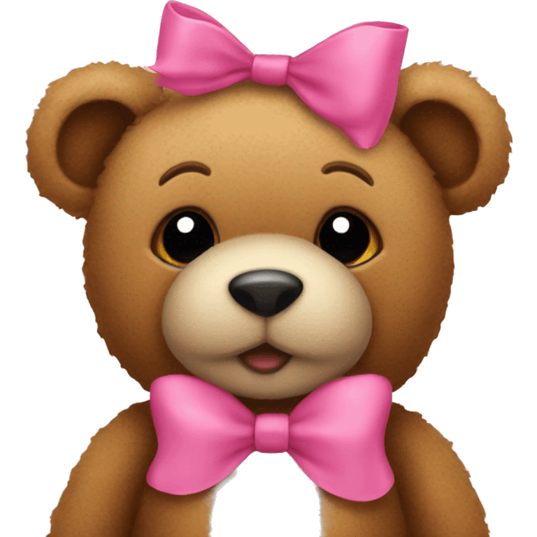 Teddy with a pink bow  emoji