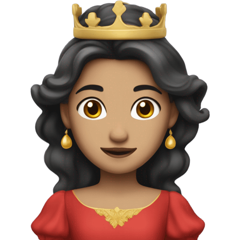 Princess- Fair skin- Long dark hair- crown- red dress  emoji