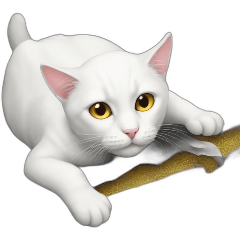 white cat fell into the gutter emoji