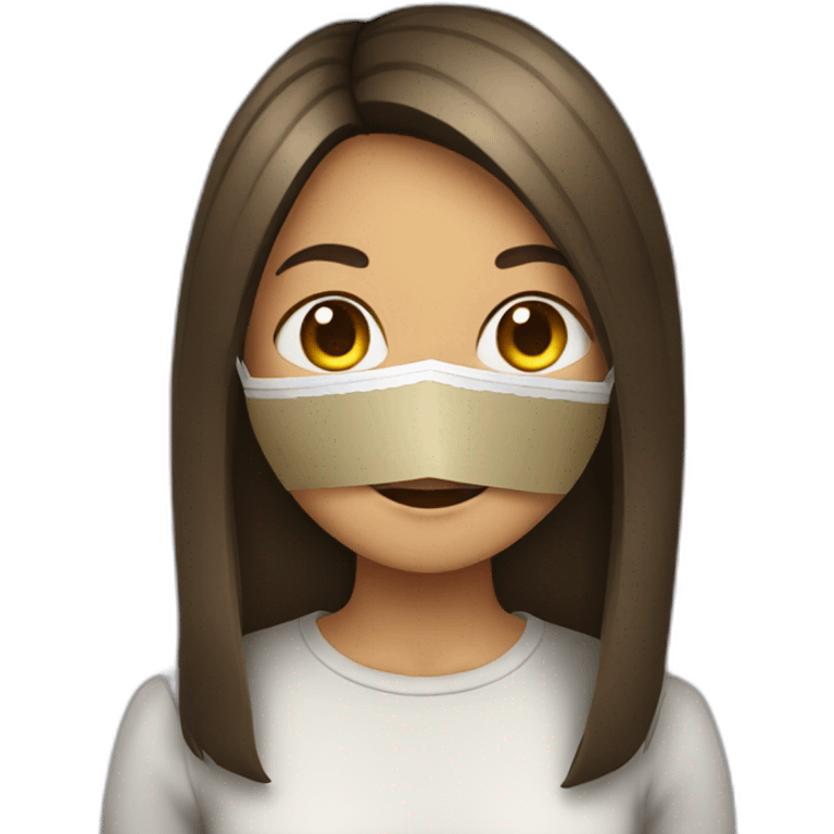 Girl with a horse mask holding paper emoji