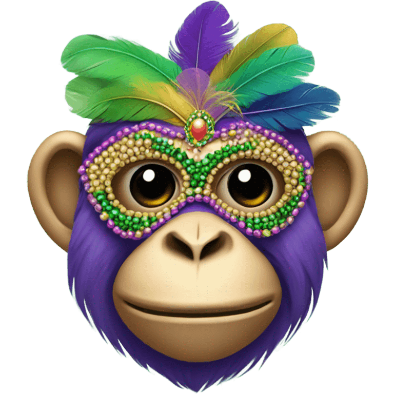 Monkey in Mardi Gras mask emoji