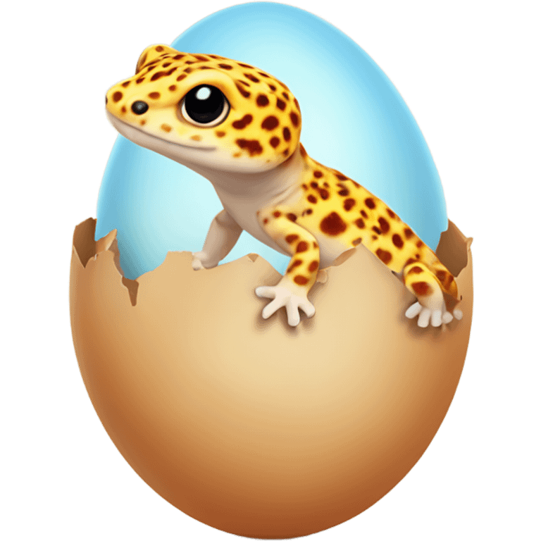 Orange leopard gecko emerges from egg emoji