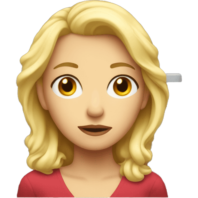 Blonde lady staring sadly out of a window emoji