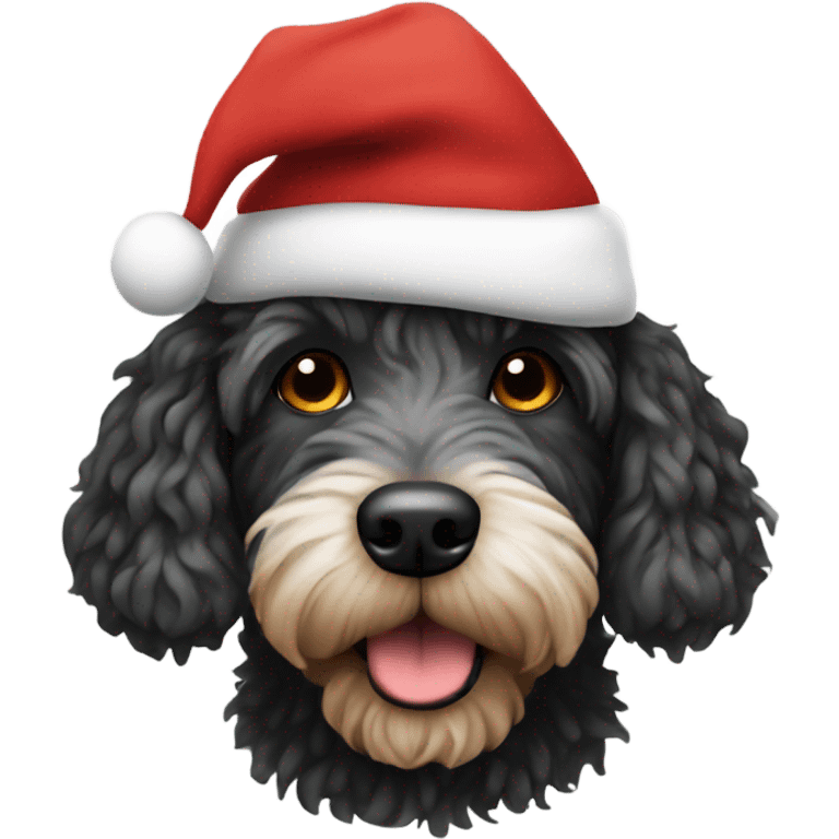 Spoodle wearing Santa hat emoji