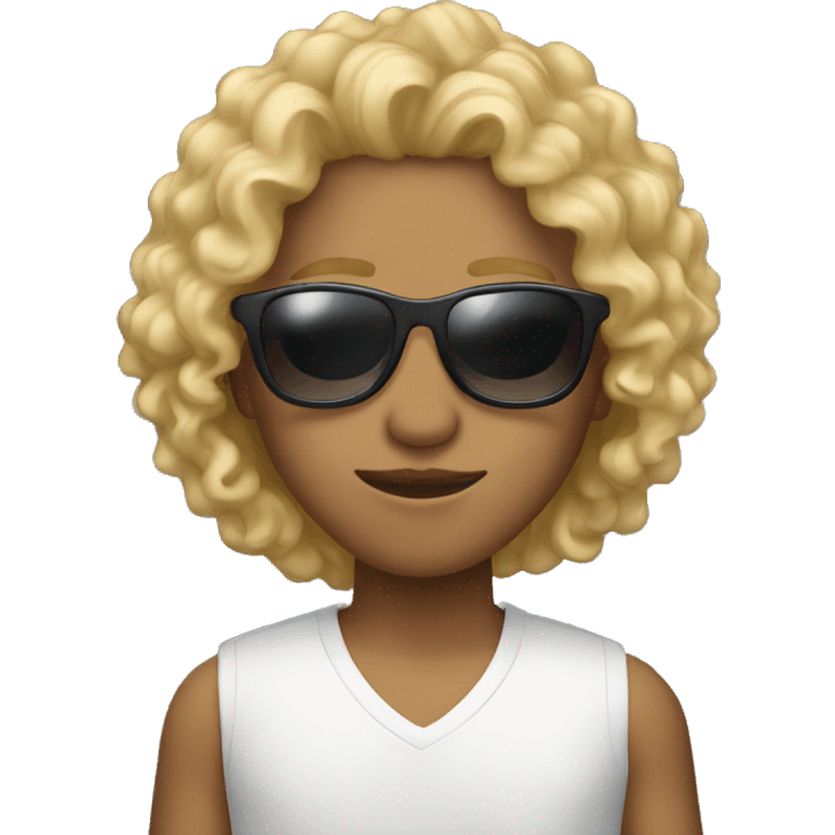 Person with sunglasses and blonde curly hair  emoji