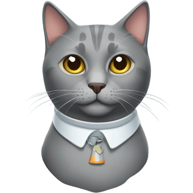 Gray cat with cone of shame emoji