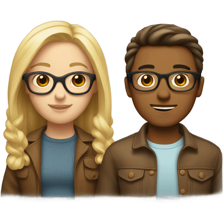 Best friends one blonde one brown with glasses  emoji