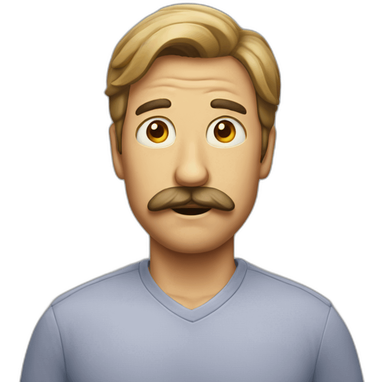 Man surprised that he has two mustaches emoji