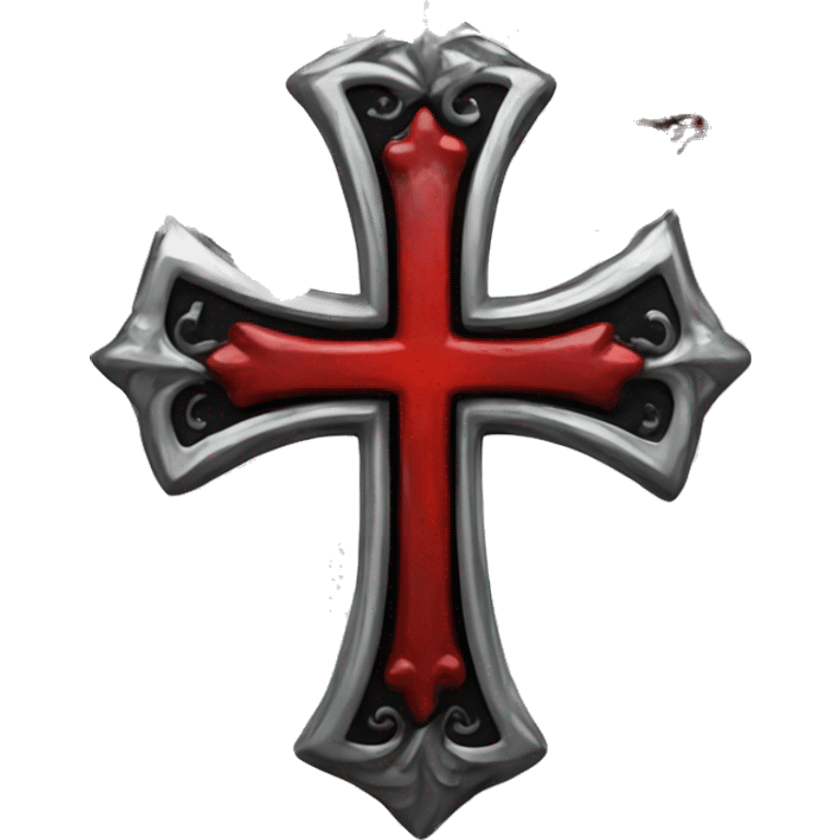 Gothic silver red and black cross emoji