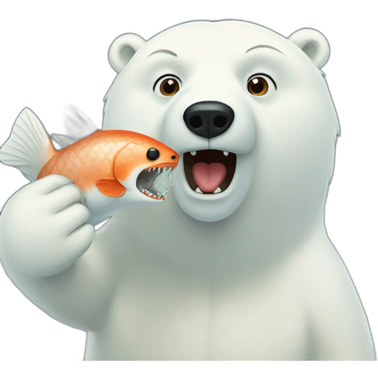 polar bear eats fish emoji