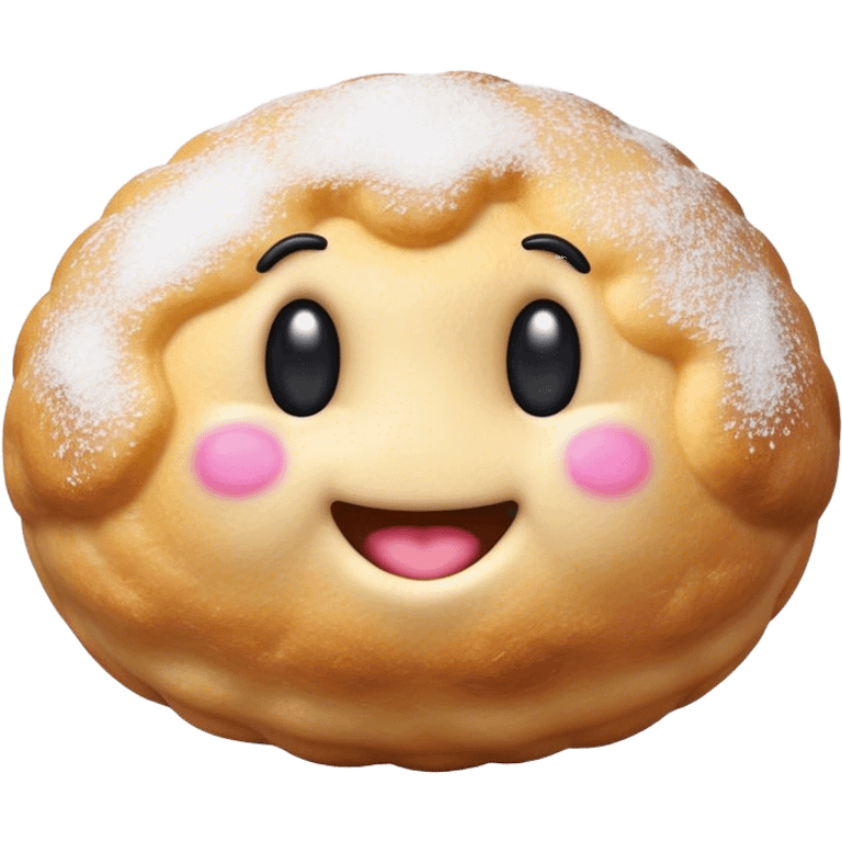 Cinematic Realistic Bu√±uelo Dessert Emoji, showcasing a fluffy, deep-fried dough ball dusted with sugar rendered with lifelike textures and warm, festive lighting. emoji