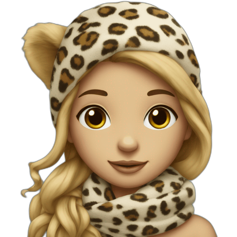 Girl with scarf print leopard  emoji