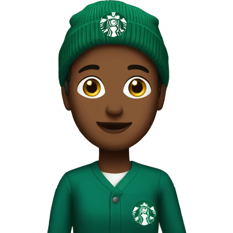 Starbucks barista wearing a beanie emoji