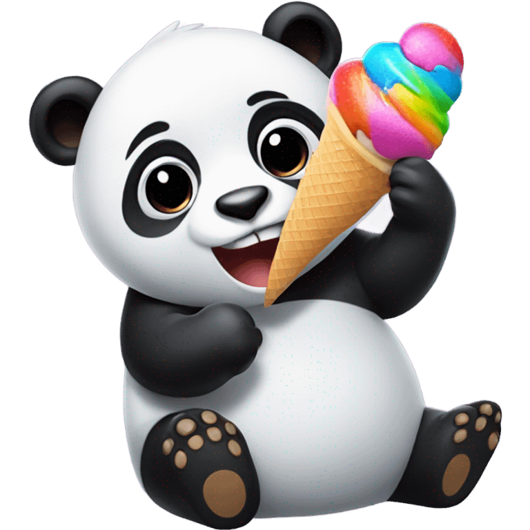 Panda eating ice cream emoji