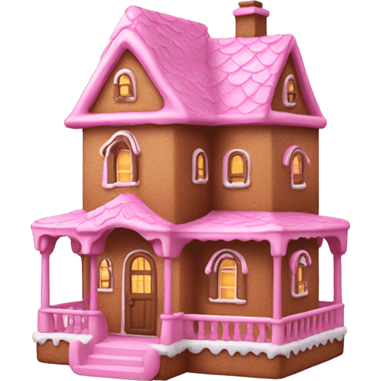 Cute pink gingerbread mansion emoji