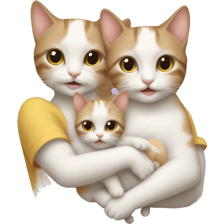 two girl cats holding babies emoji