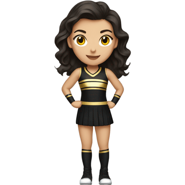 Brunette, black and gold cheerleader emoji