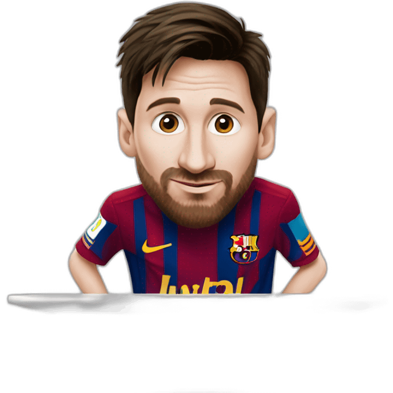 lionel messi sniffing a table emoji