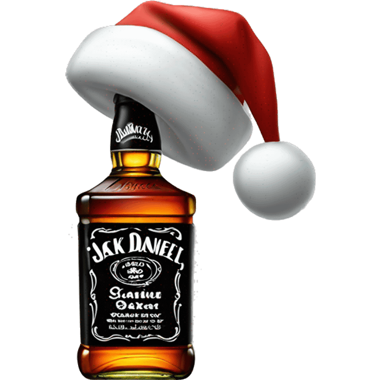 Jack Daniel’s bottle with Santa hat on it  emoji