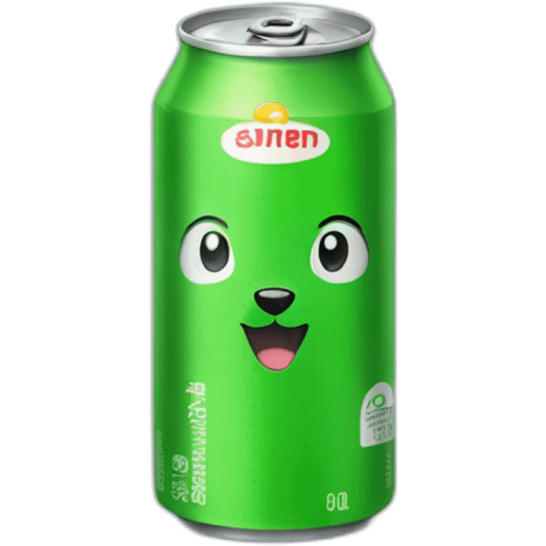 green soda can with a bear on emoji