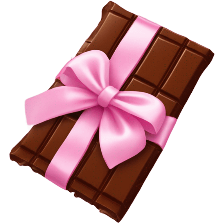 chocolate bar and pink bow emoji