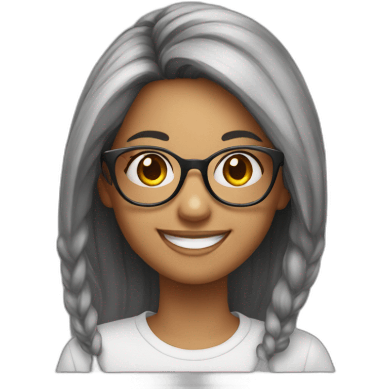 girl wearing glasses with beutiful smile emoji