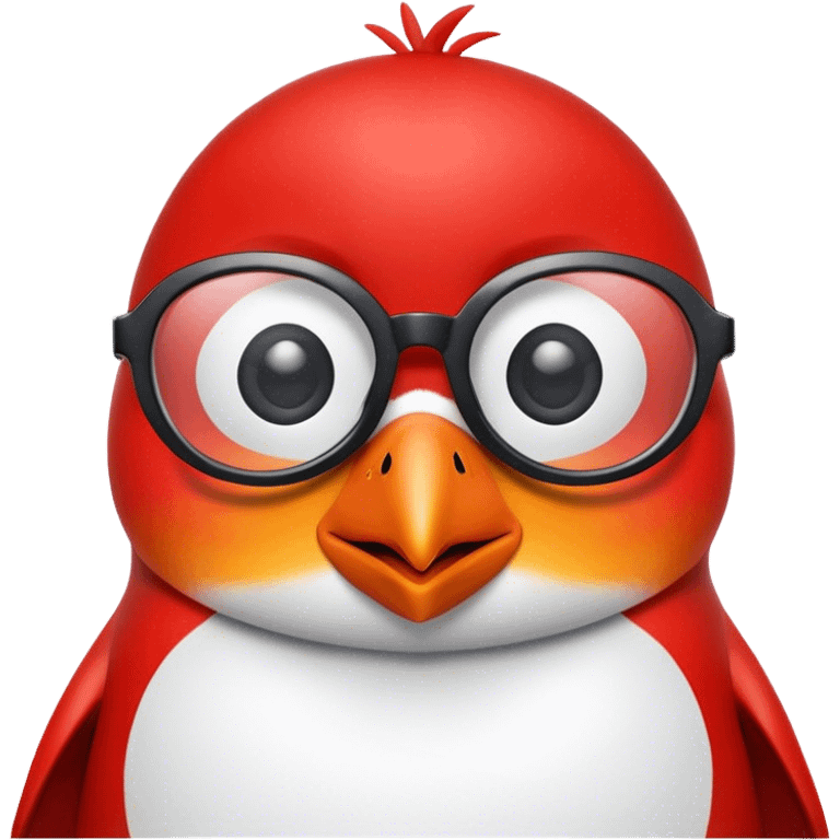 Red penguin with glasses emoji