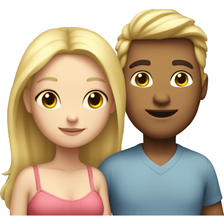 fat boy next to Beautiful blond girl emoji