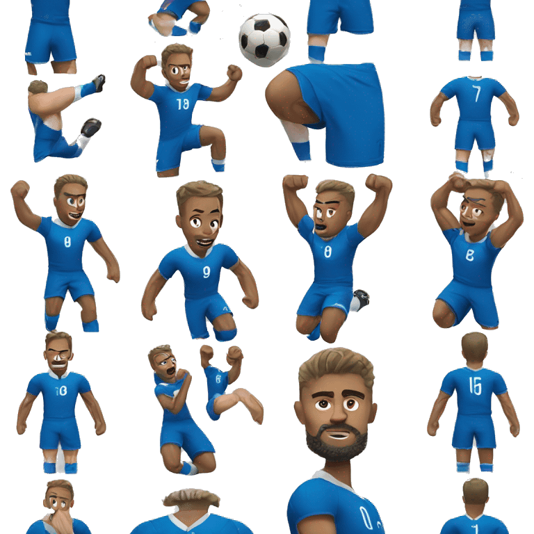 male soccer player in action blue jersey big muscles emoji