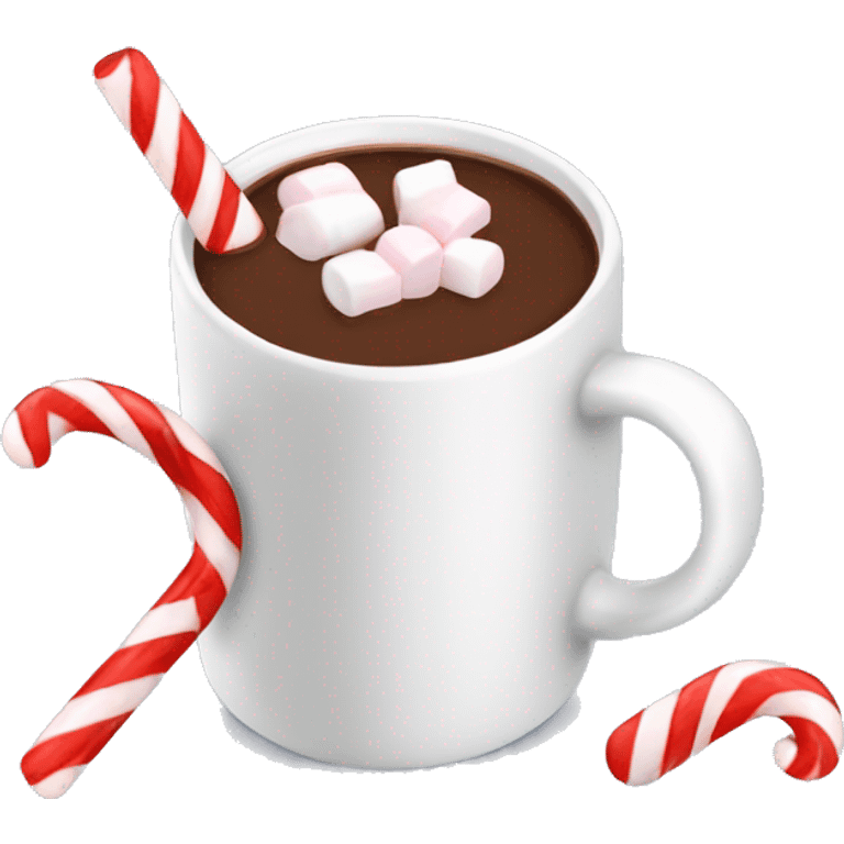  Mug of hot chocolate with marshmallows and a candy cane  emoji