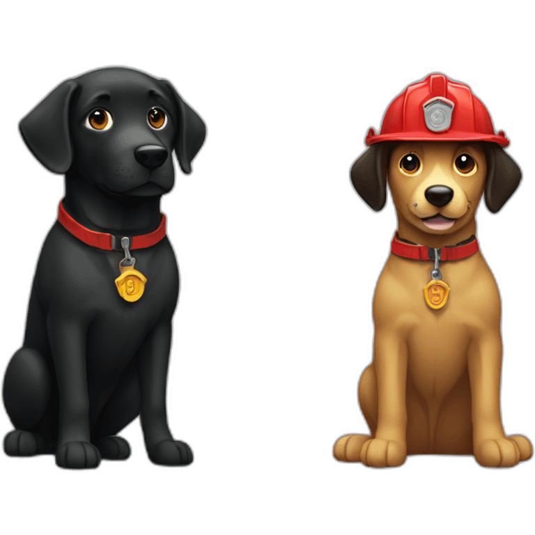 Fireman and a black retriever emoji