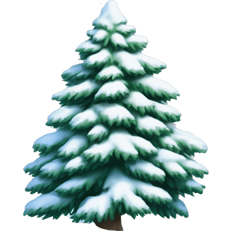 fluffy snow-covered spruce in the forest emoji