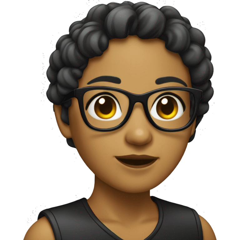 Una chica con pelo negro y con gafas emoji