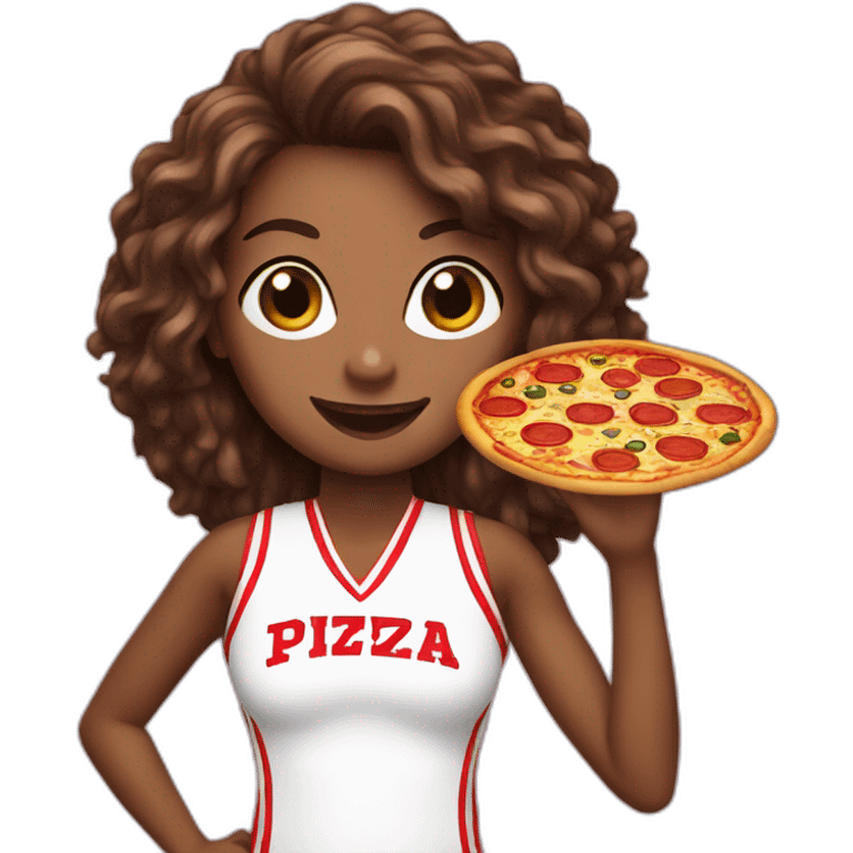 cheerleader con pizza emoji