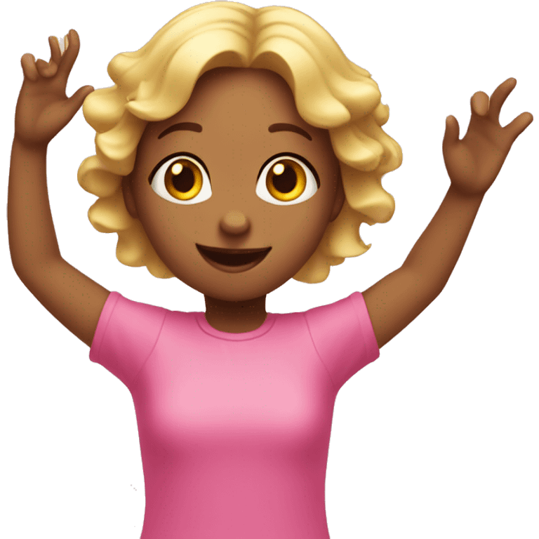 Pink girl with celebration hands in the air emoji