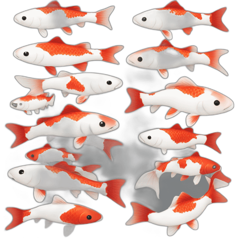 Emoji red and white and black koi emoji