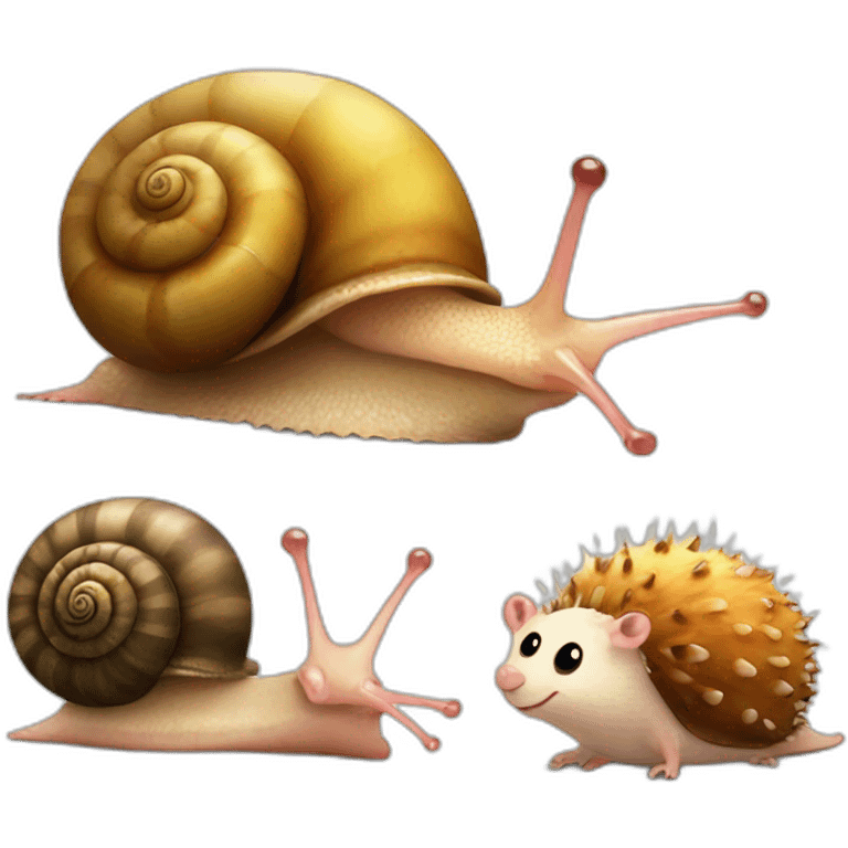 lovly snail and cute hedgehog emoji