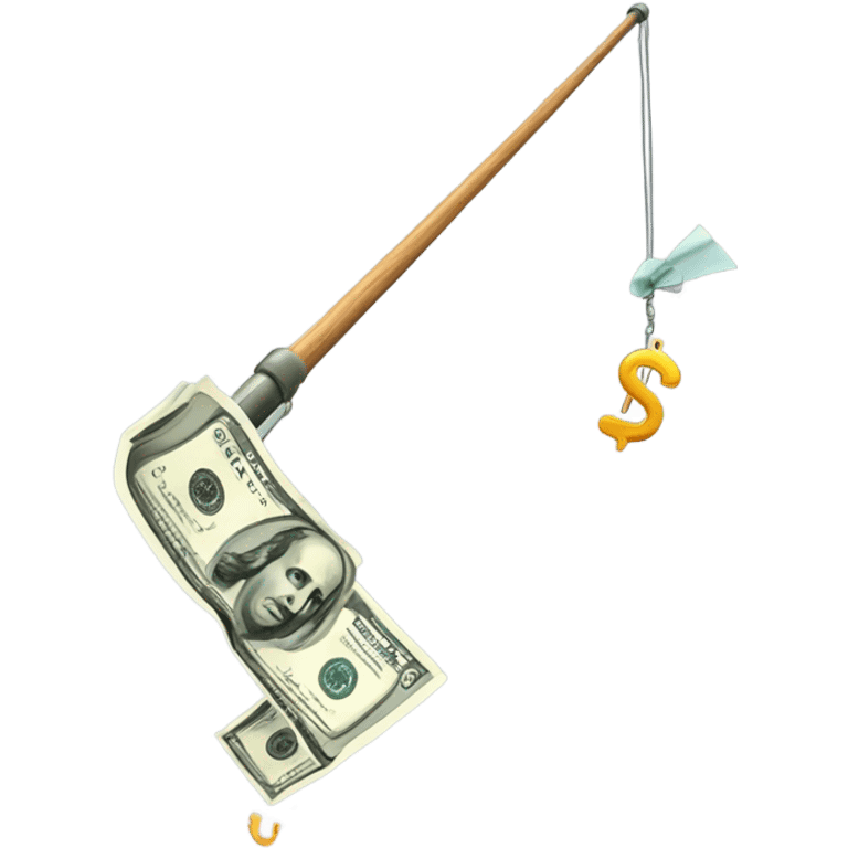 Fishing pole catching cash emoji