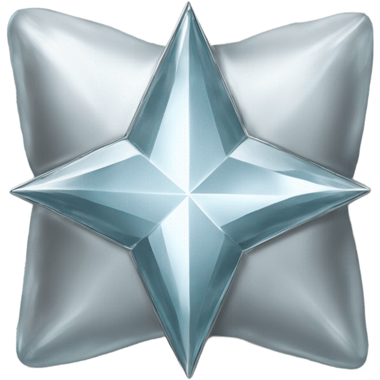 Silver chrome four-point star diamond but glass texture  emoji