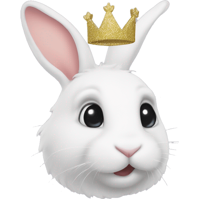 White rabbit with a glitter crown  emoji