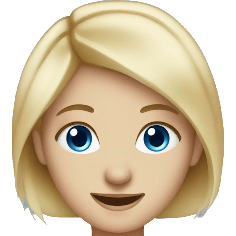 smiling blonde girl portrait with blue eyes emoji