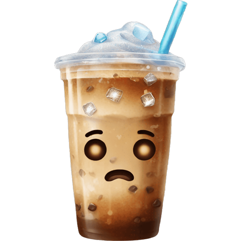 Iced coffee with glitter emoji