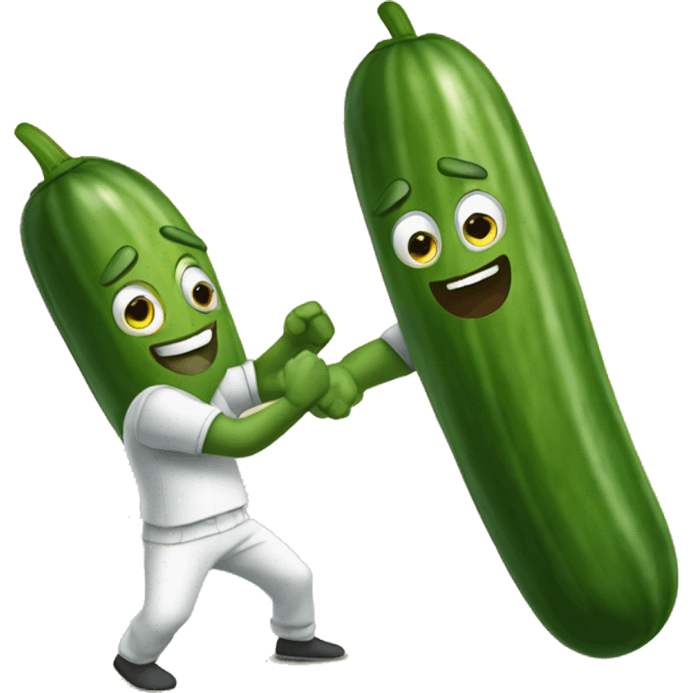 Cucumbers fighting emoji